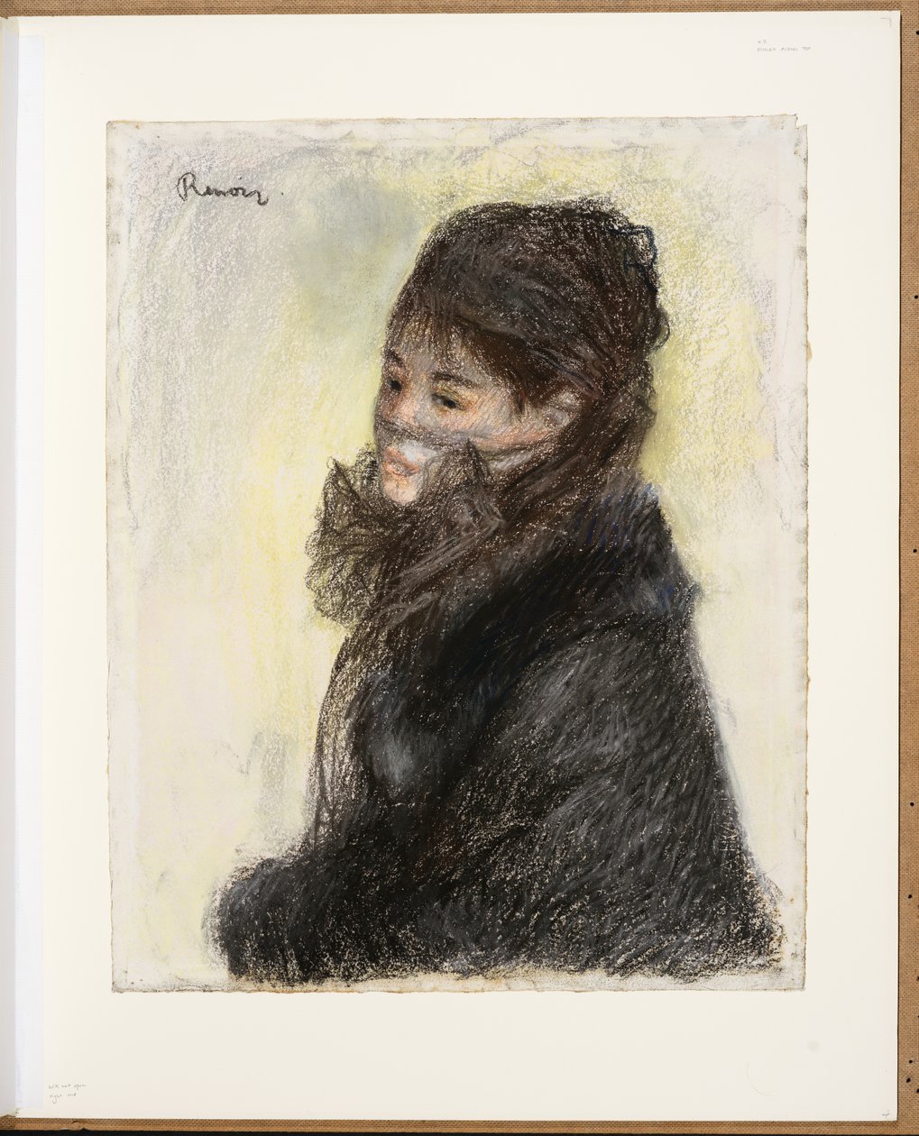 Den beslöjade kvinnan, ca 1877-79 (krita, pastell, papper) av Pierre Auguste Renoir