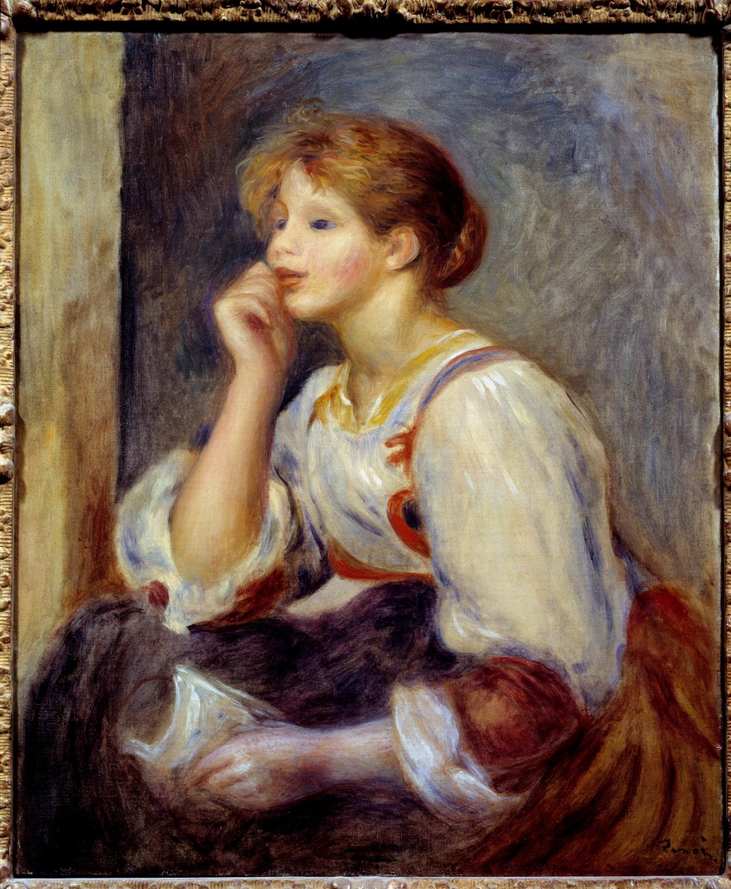 Kvinnan har brevet. Målning av Pierre Auguste Renoir (1841-1919) av Pierre Auguste Renoir