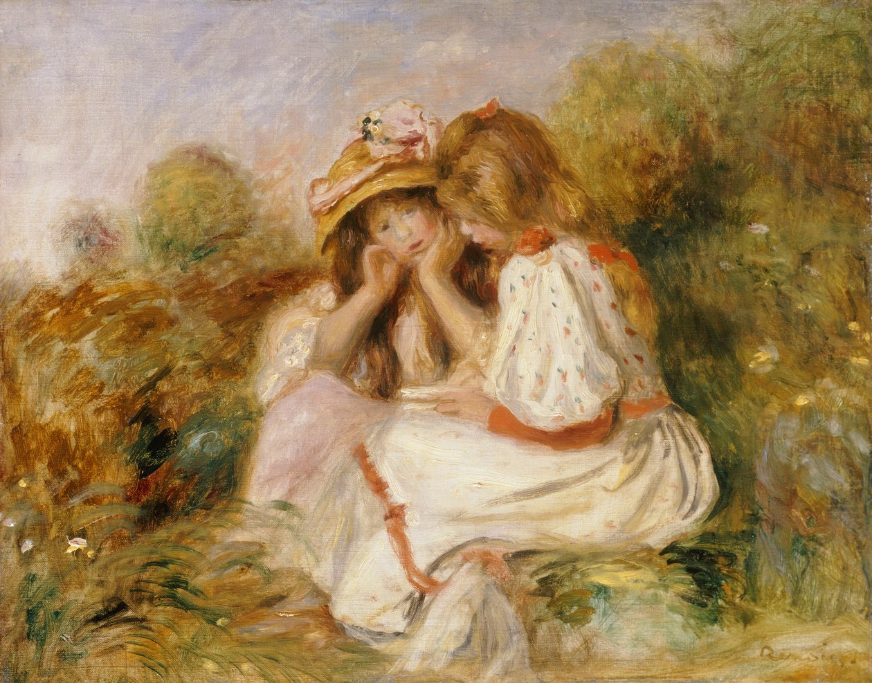 Två flickor, ca 1890 av Pierre Auguste Renoir