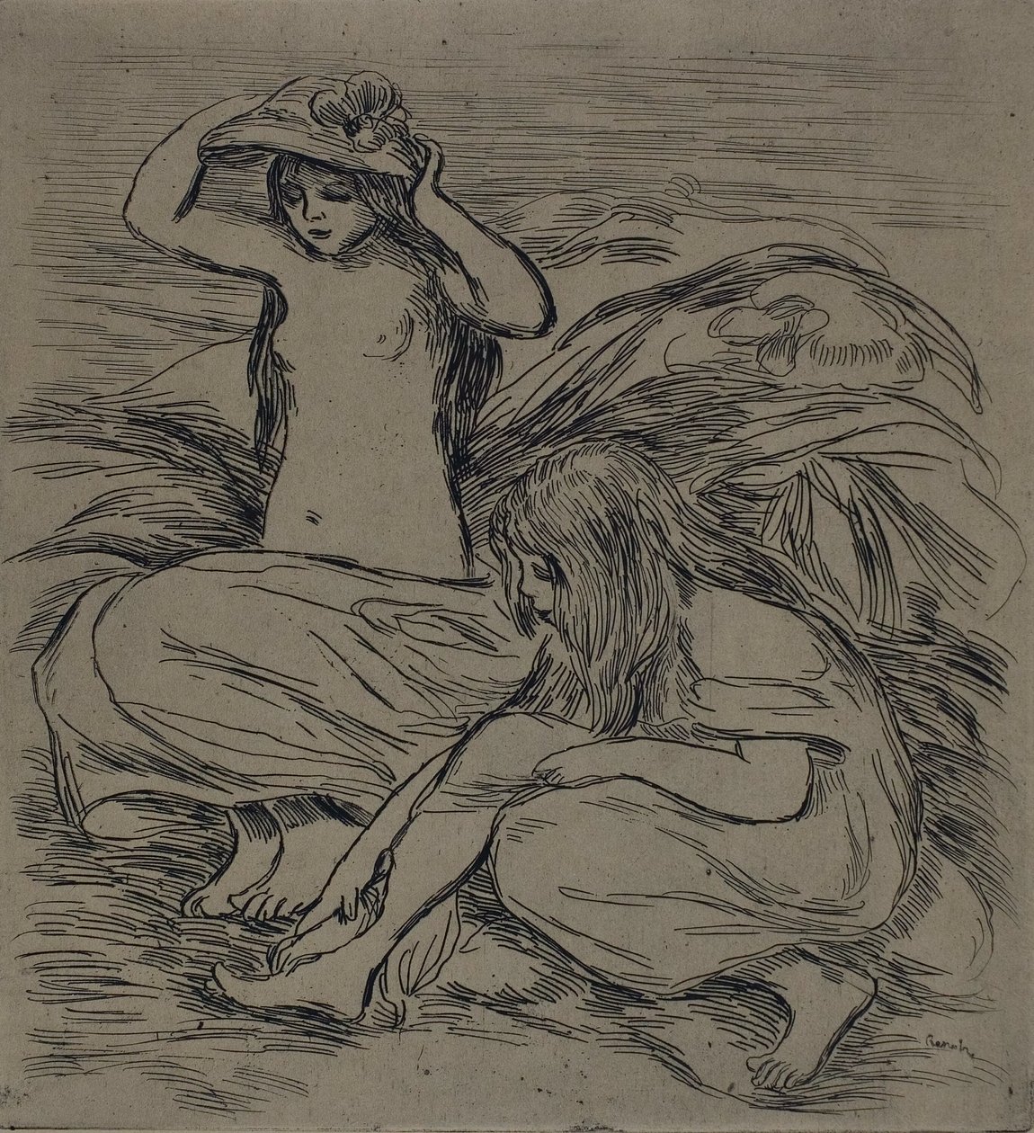 Två kvinnor som badar av Pierre Auguste Renoir