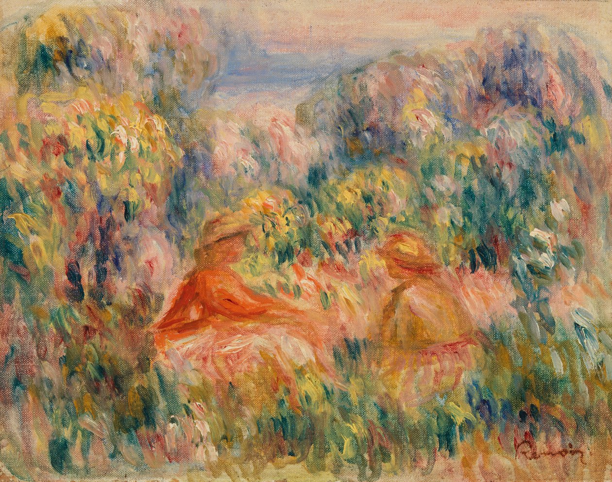 Två kvinnor i ett landskap (två kvinnor i ett landskap) av Pierre Auguste Renoir