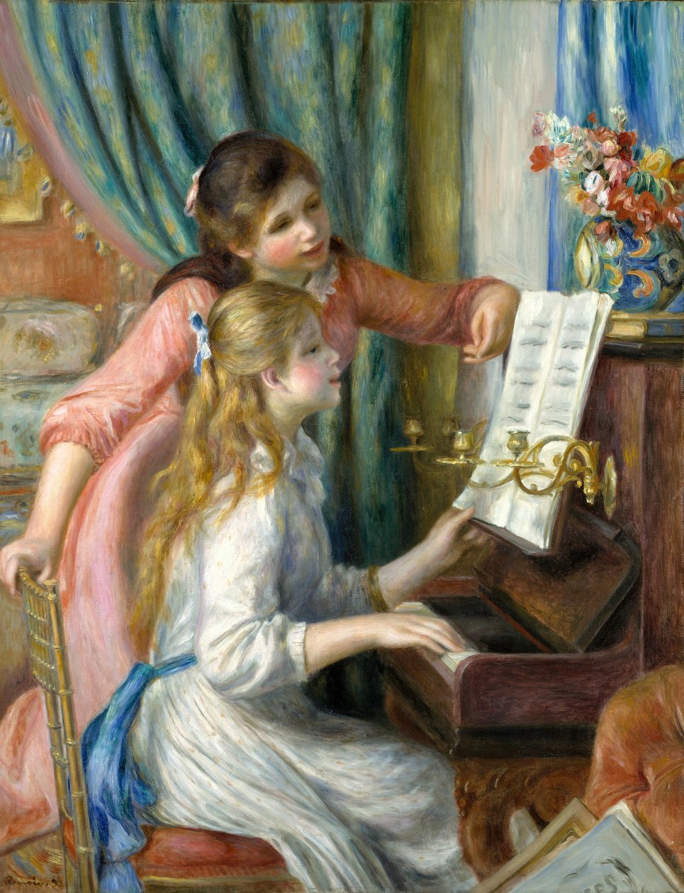 Två unga flickor vid pianot, 1892 av Pierre Auguste Renoir