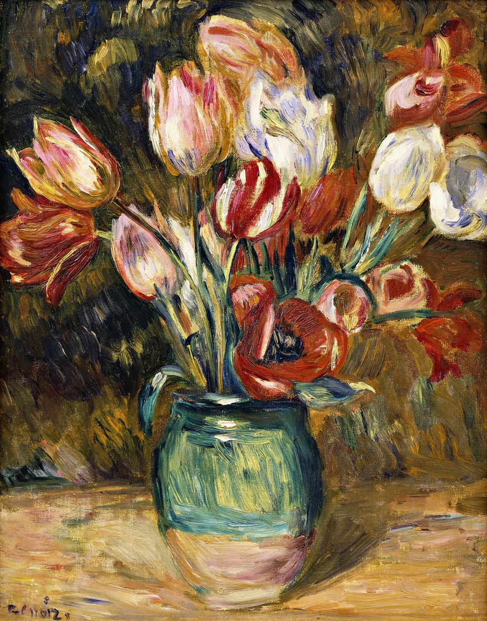 Vas med blommor, 1888-89 av Pierre Auguste Renoir