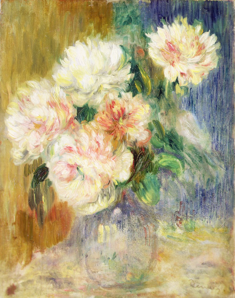 Vas med pioner (olja på duk) av Pierre-Auguste Renoir