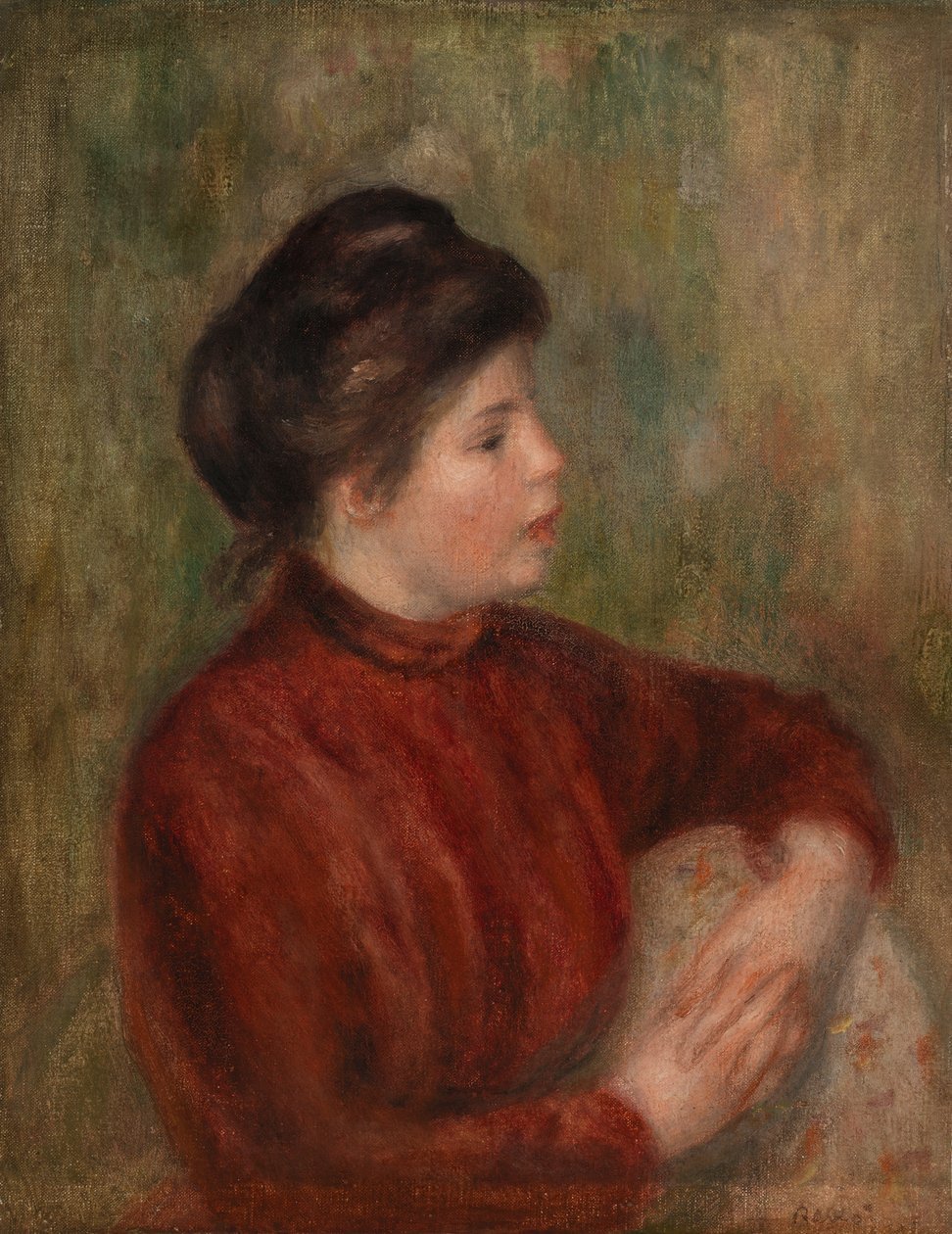 Kvinna lutad på en stol av Pierre Auguste Renoir