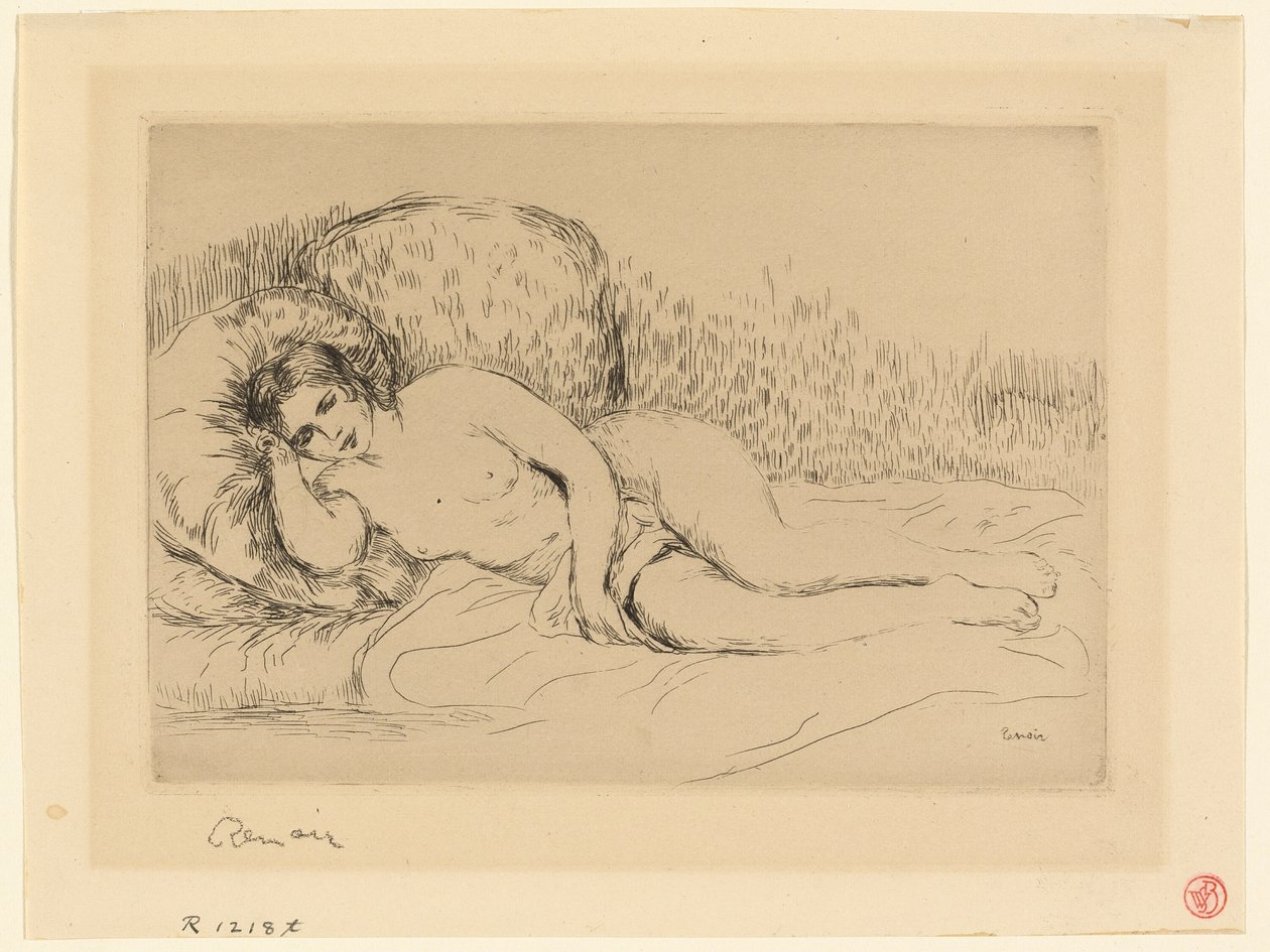 Liggande kvinna, till vänster av Pierre Auguste Renoir