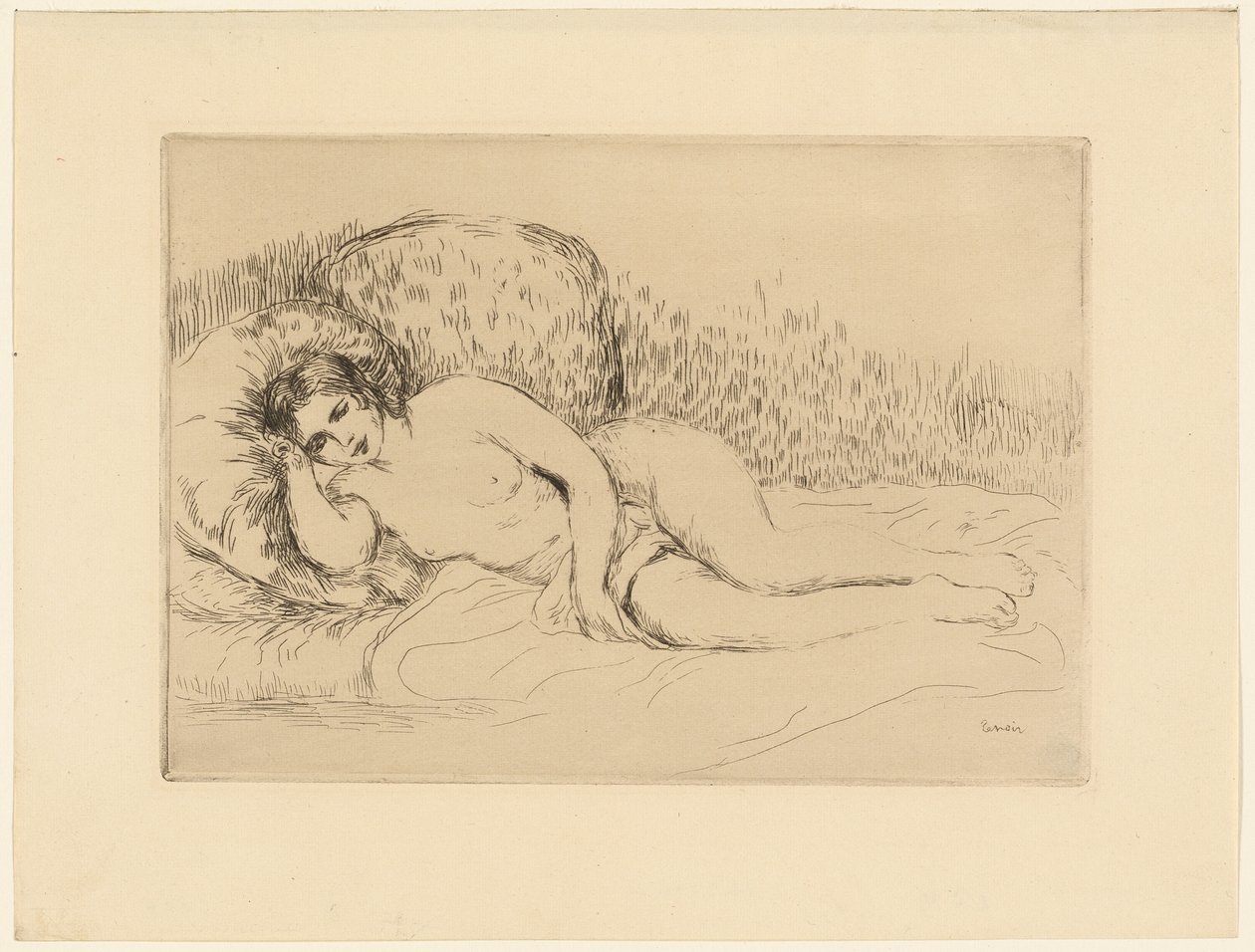 Liggande kvinna, till vänster av Pierre Auguste Renoir