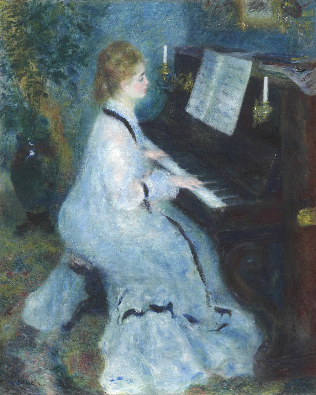 Kvinna vid pianot, 1875-76 av Pierre Auguste Renoir
