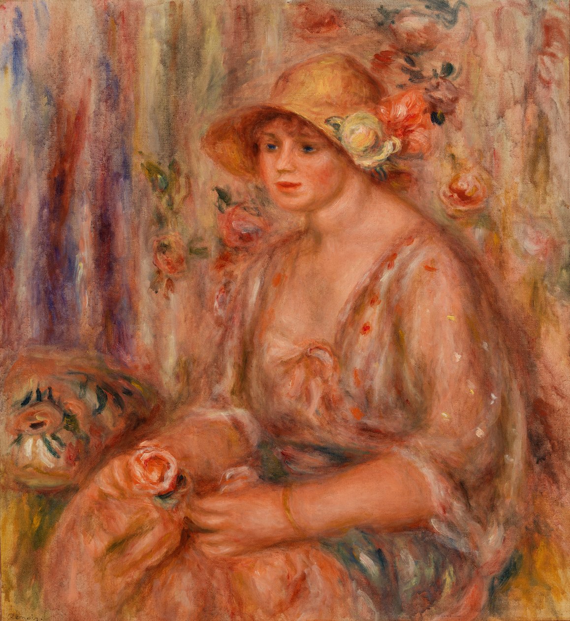 Kvinna i muslinklänning av Pierre Auguste Renoir