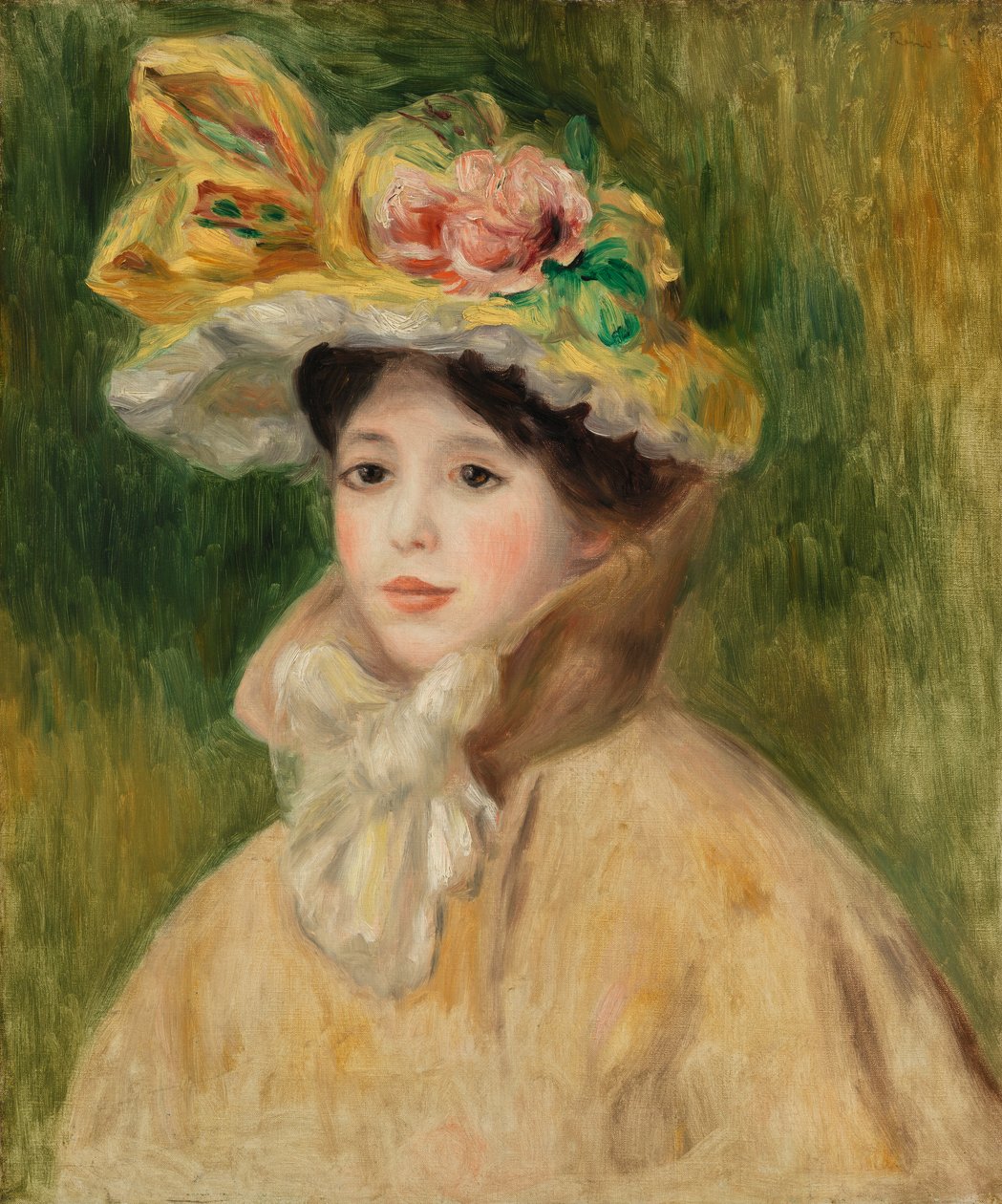 Kvinna med Capeline av Pierre Auguste Renoir
