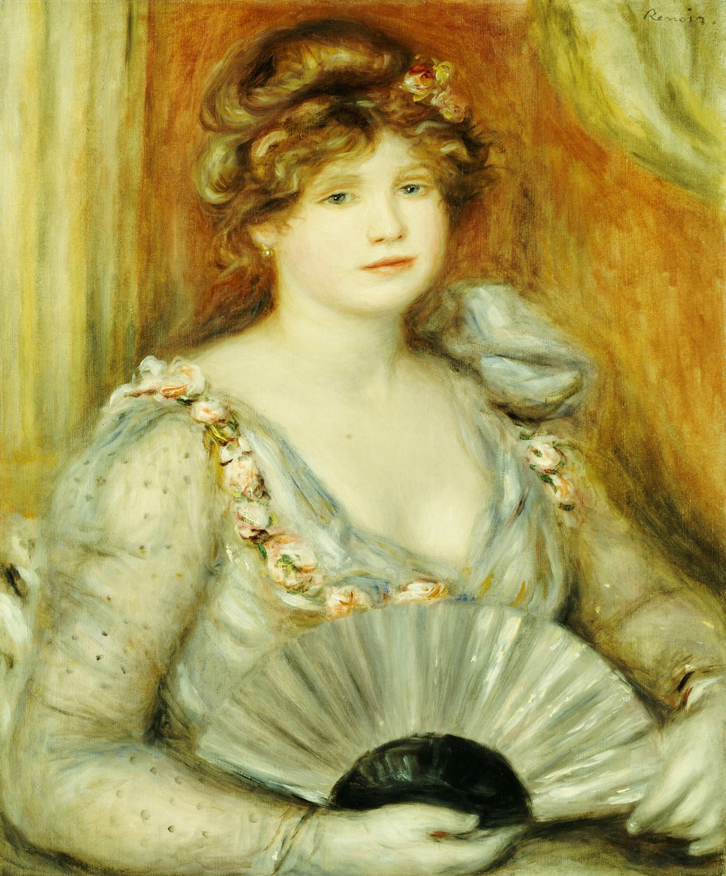 Kvinna med en fläkt av Pierre Auguste Renoir