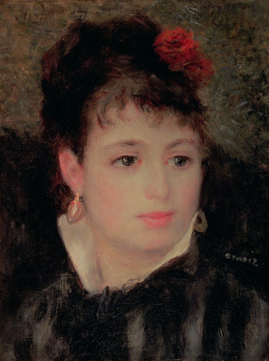 Kvinna med en ros i håret av Pierre Auguste Renoir