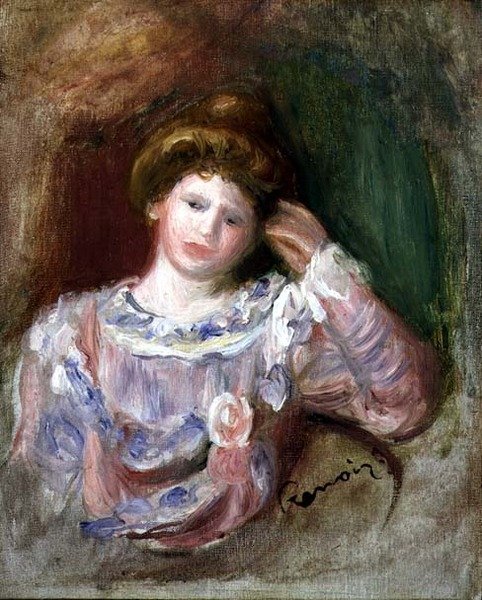 Kvinna med huvudet i handen, ca 1907 (olja på duk) av Pierre Auguste Renoir