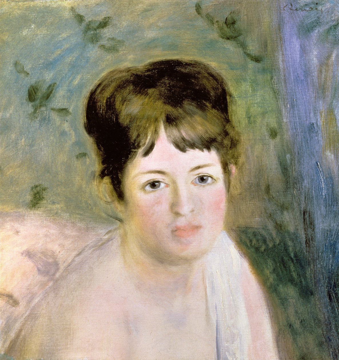Kvinnans huvud, c.1876 av Pierre Auguste Renoir