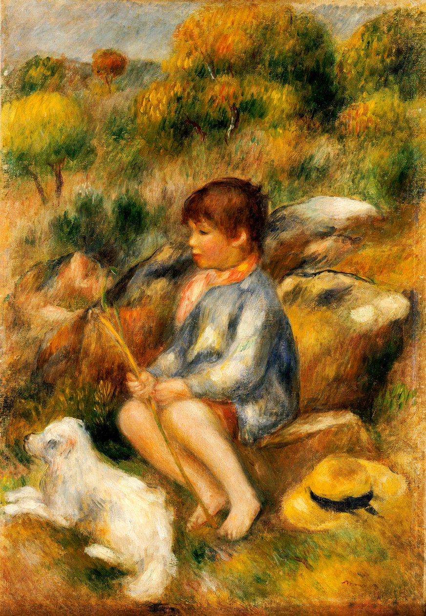Ung pojke vid en bäck, 1890 av Pierre Auguste Renoir