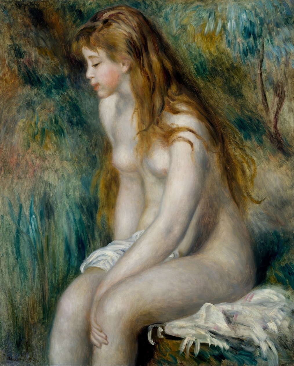 Ung flicka som badar av Pierre Auguste Renoir