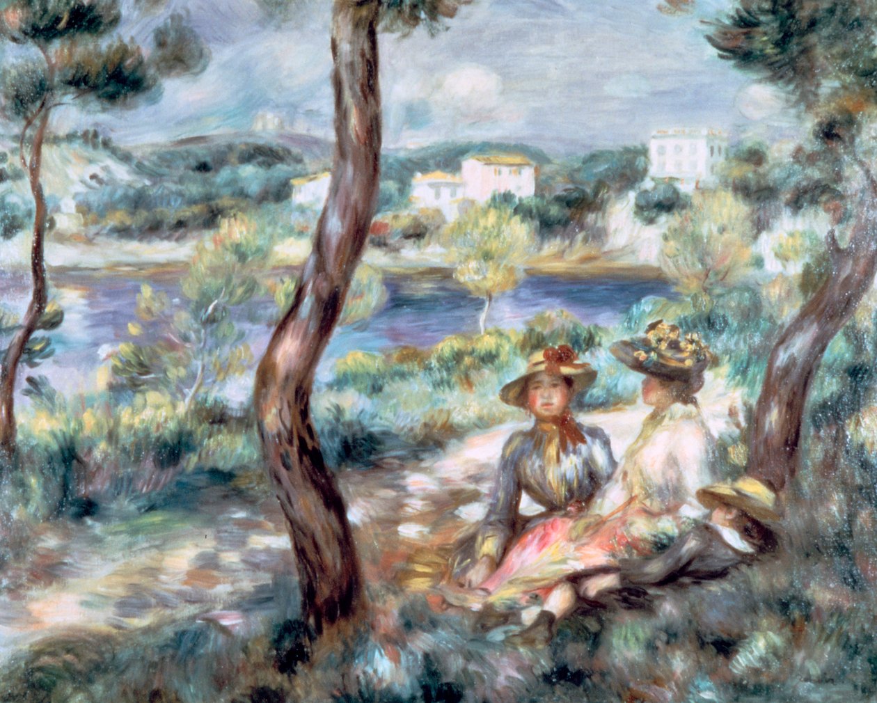 Ung flicka och pojke i ett landskap, 1893. av Pierre Auguste Renoir