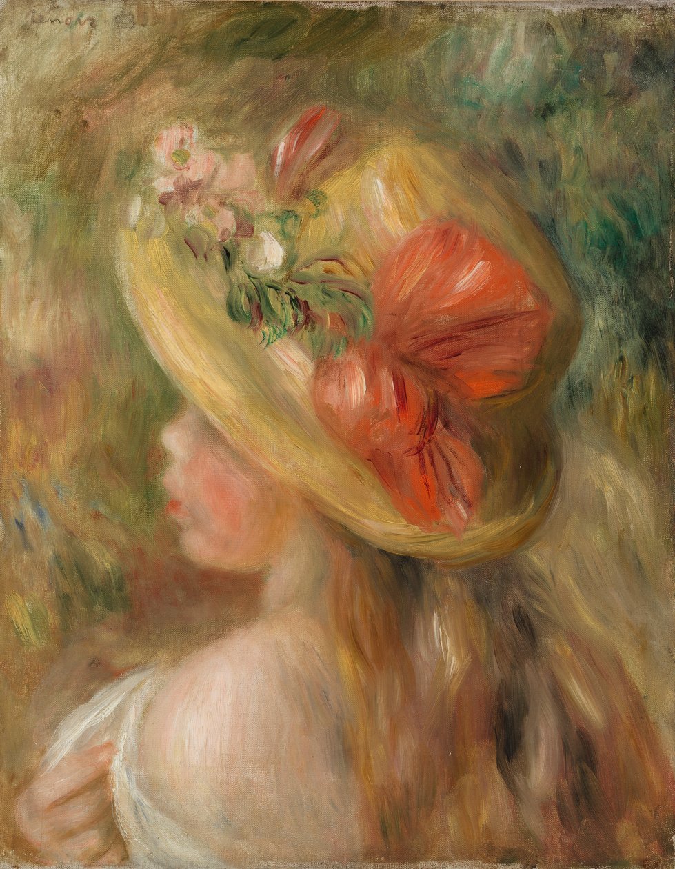 Ung flicka med hatt av Pierre Auguste Renoir