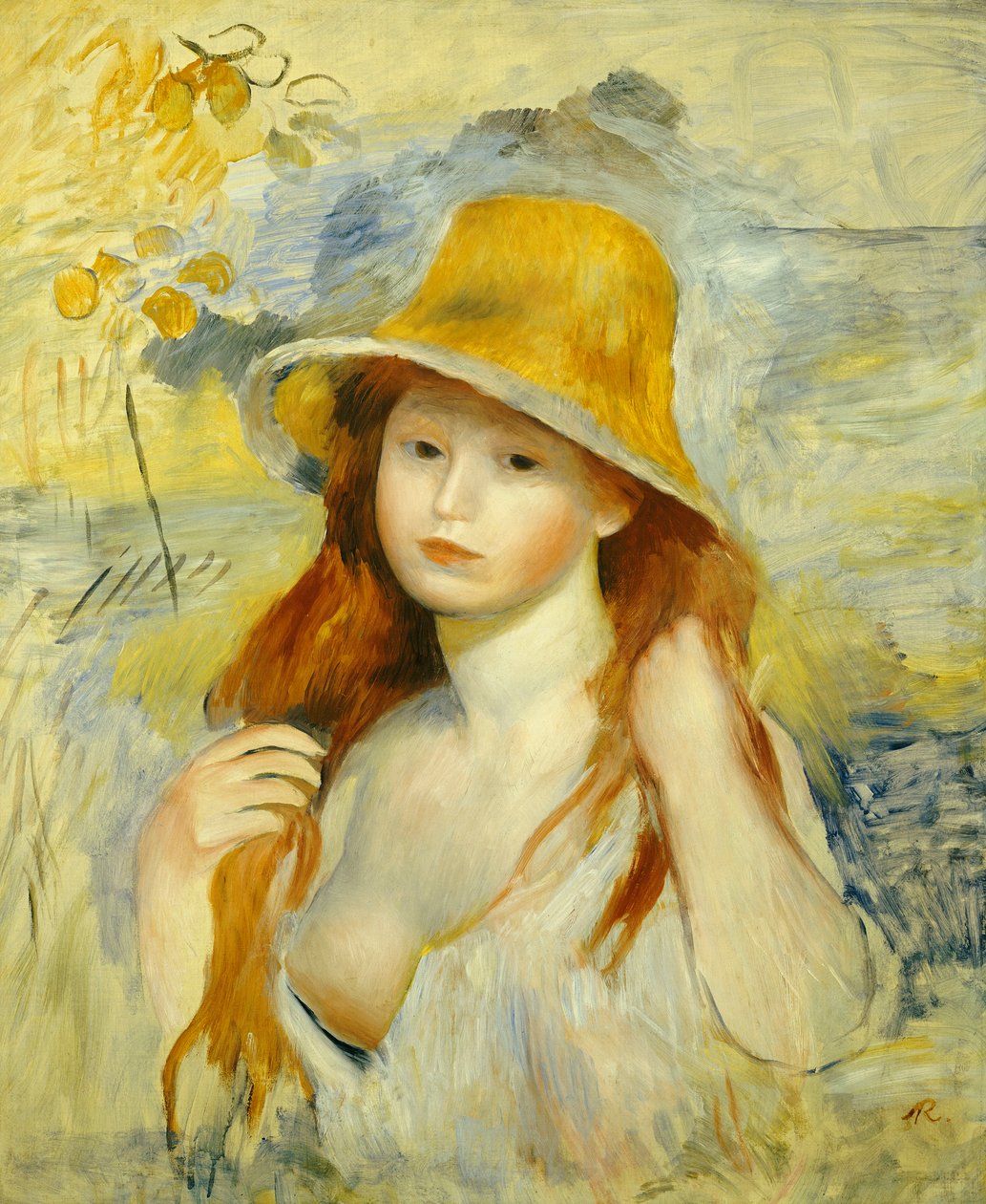 Ung flicka med stråhatt, 1884 av Pierre Auguste Renoir