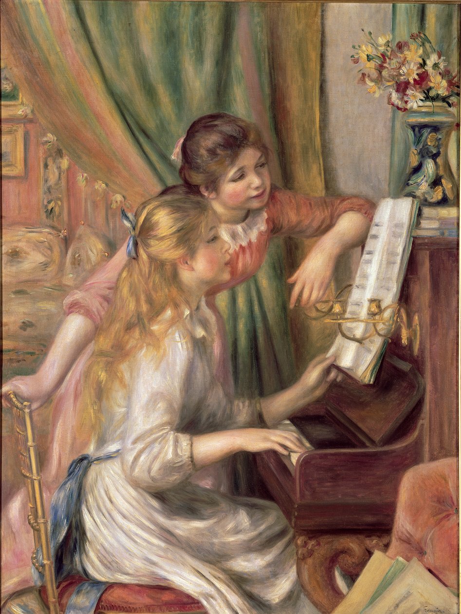 Unga flickor vid pianot av Pierre Auguste Renoir