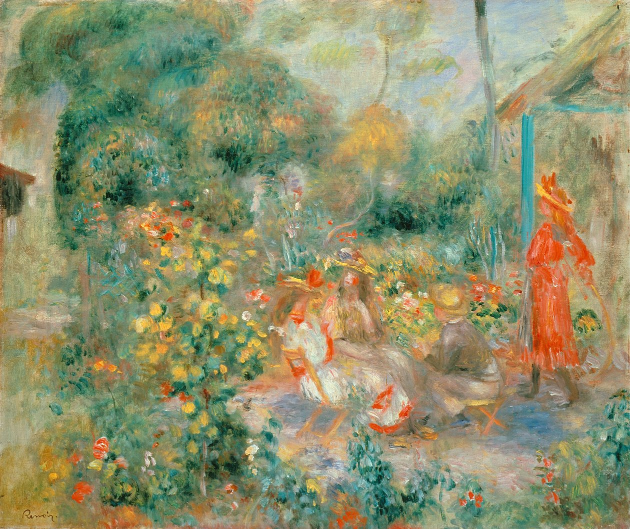 Unga flickor i trädgården på Montmartre av Pierre Auguste Renoir