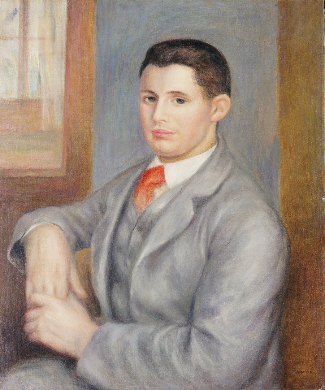 Ung man med röd slips, 1890 av Pierre Auguste Renoir