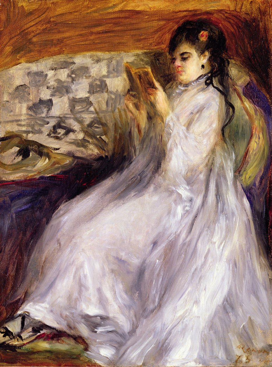 Ung kvinna som läser, ca 1873 (olja på duk) av Pierre Auguste Renoir
