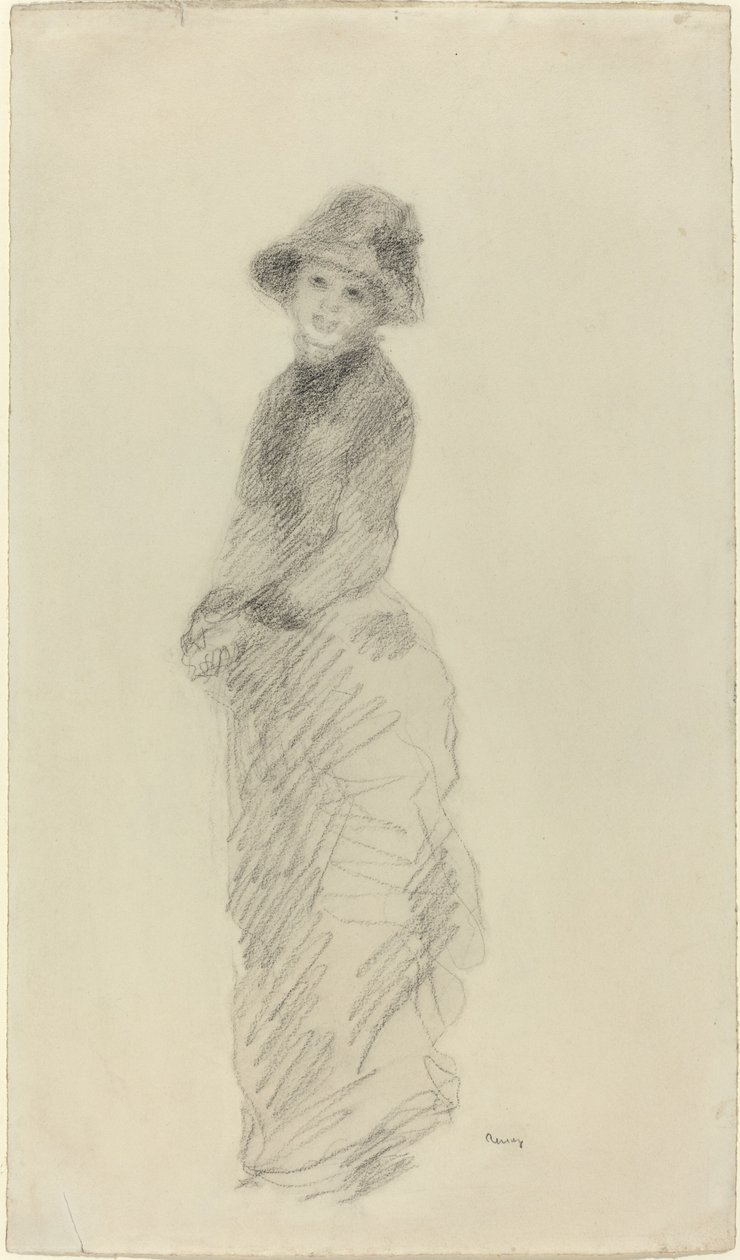 Ung kvinna stående, ca. 1880. av Pierre Auguste Renoir