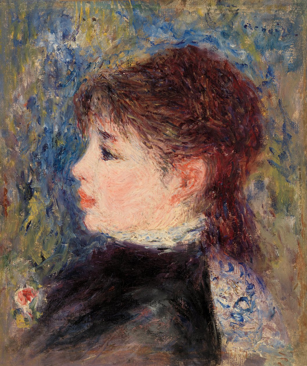 Ung kvinna med ros av Pierre Auguste Renoir