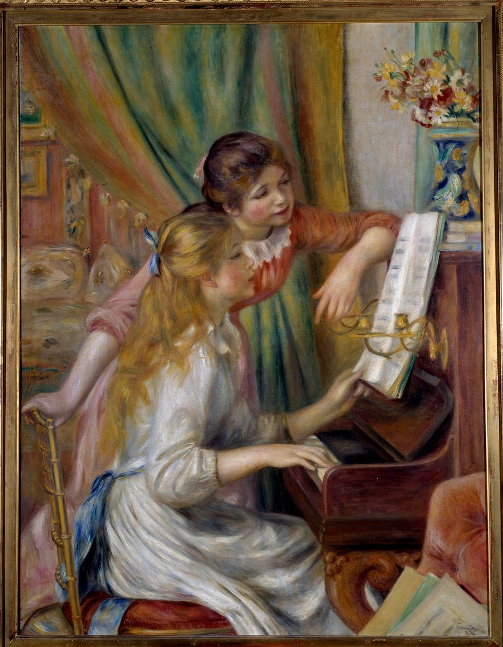 Unga flickor vid pianot av Pierre Auguste Renoir