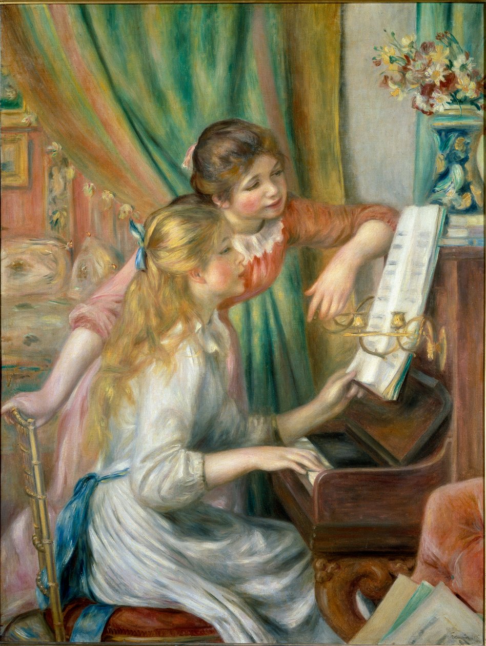 Unga flickor vid pianot av Pierre Auguste Renoir