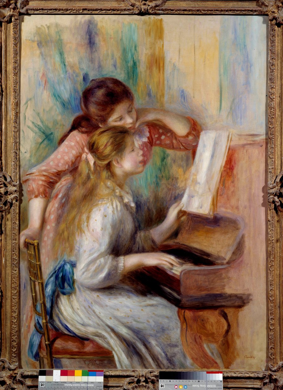 Unga flickor vid pianot Förberedande studie av Pierre Auguste Renoir (1841-1919) 1892 Sön. 1,16x0,81 m Paris, musee de l
