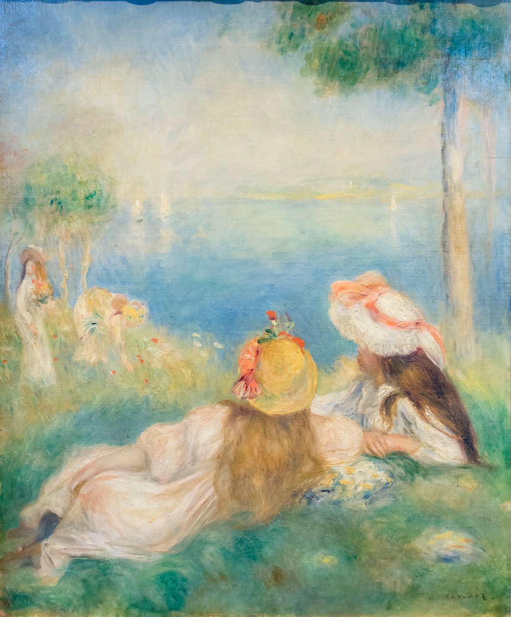 Unga flickor vid havet, ca. 1894 (olja på duk) av Pierre Auguste Renoir
