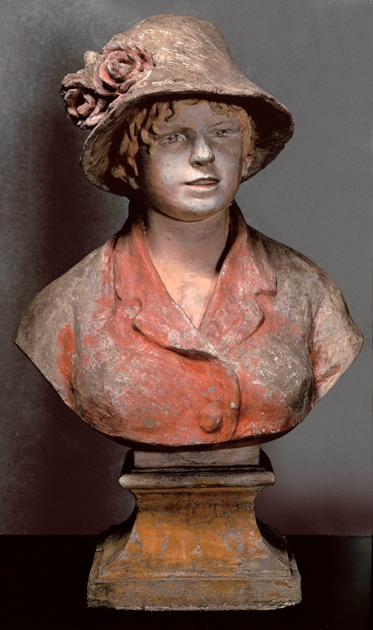 skulptur av Aline Charigot, Mrs. Renoir, ca 1900 (polykrom gips) av Pierre Auguste Renoir
