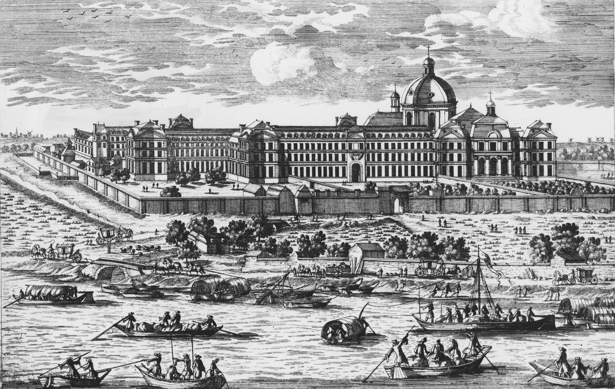 vy av Salpêtrier. Gravyr av Aveline på 1600-talet. av Pierre Aveline