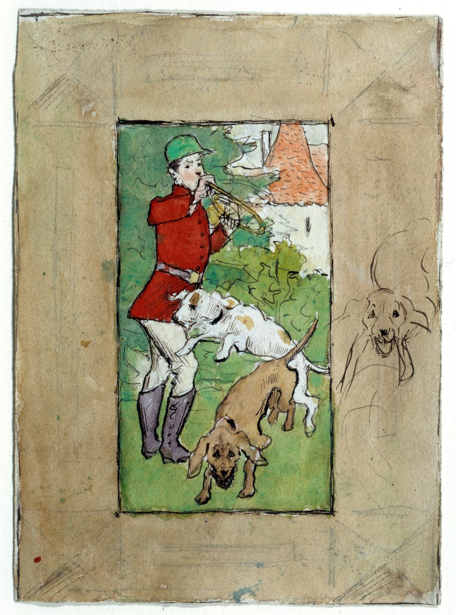 En jägare med sina hundar teckning av Pierre Bonnard av Pierre Bonnard