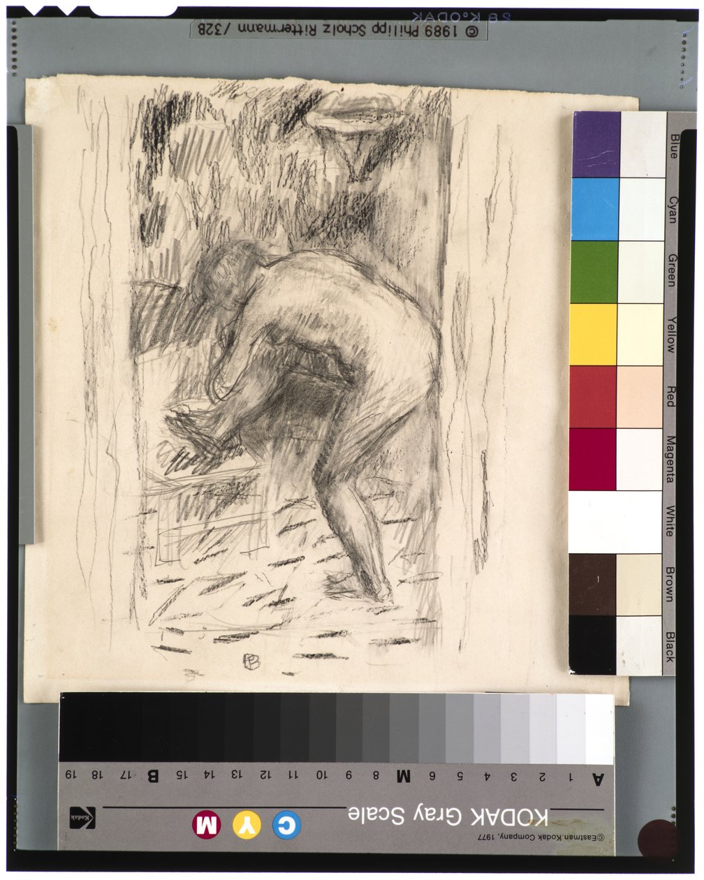 Efter badet, ca 1924 (grafit) av Pierre Bonnard