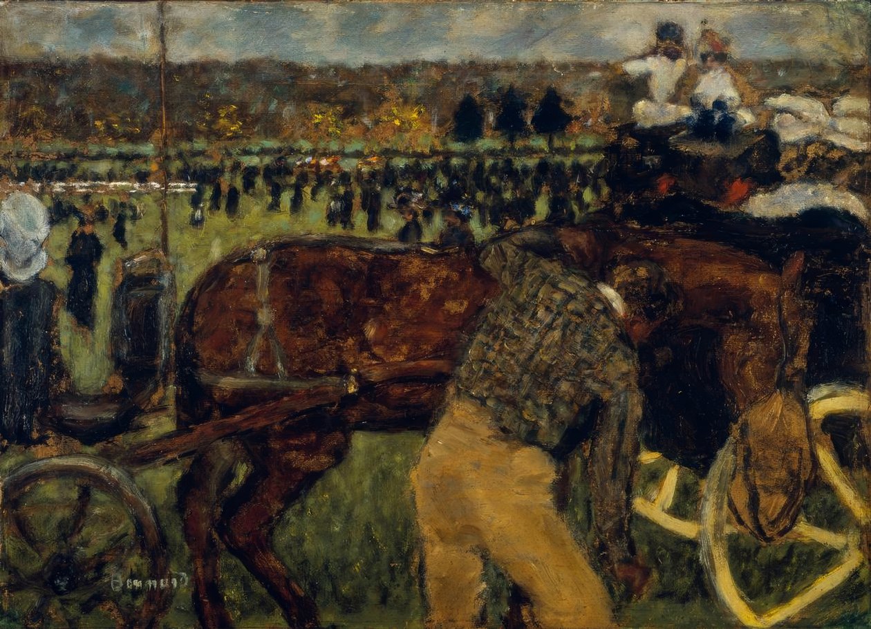 På kursområdet eller kurserna på Longchamp av Pierre Bonnard