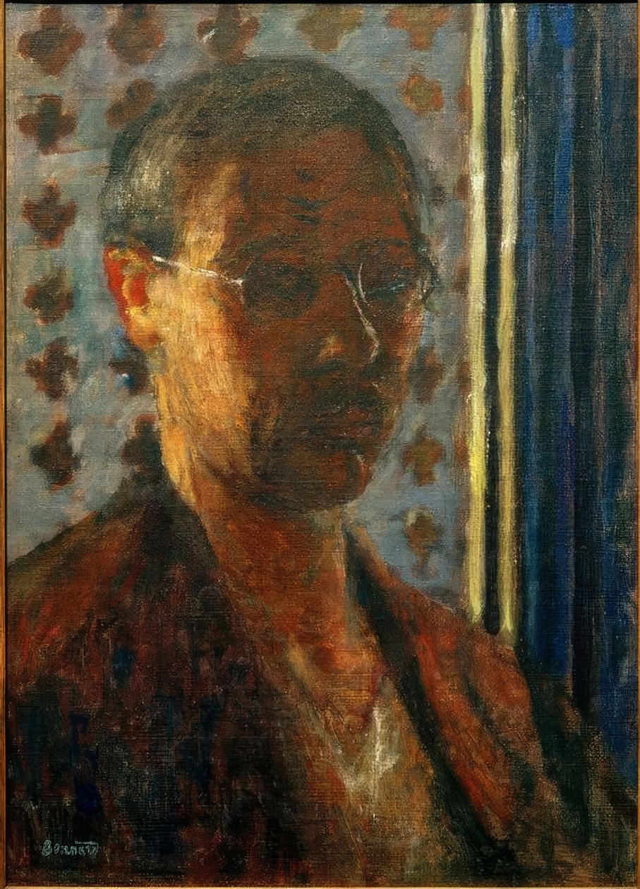 Självporträtt mot det ljusa, blommiga pappret av Pierre Bonnard