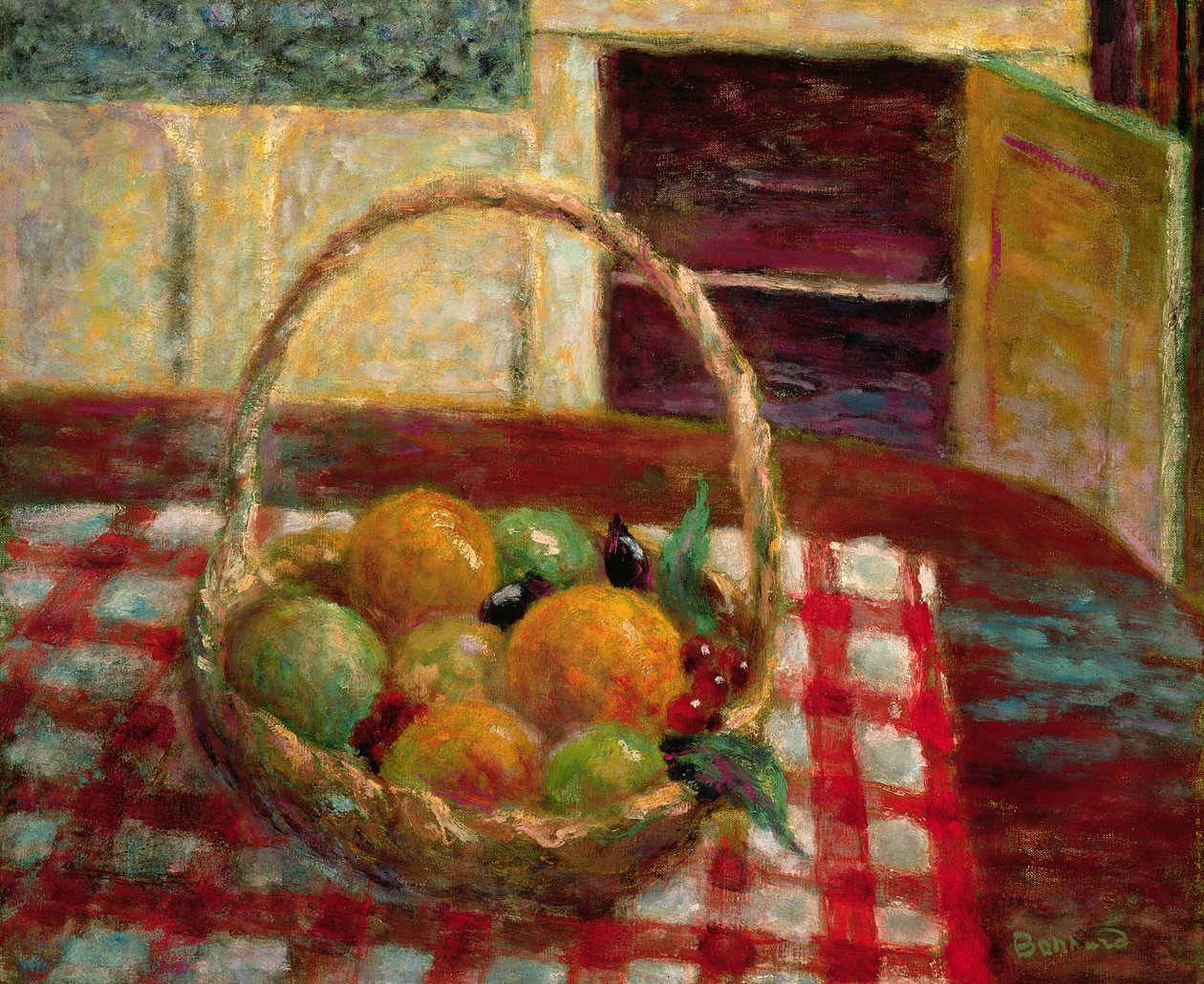 Korg med frukt på ett bord av Pierre Bonnard