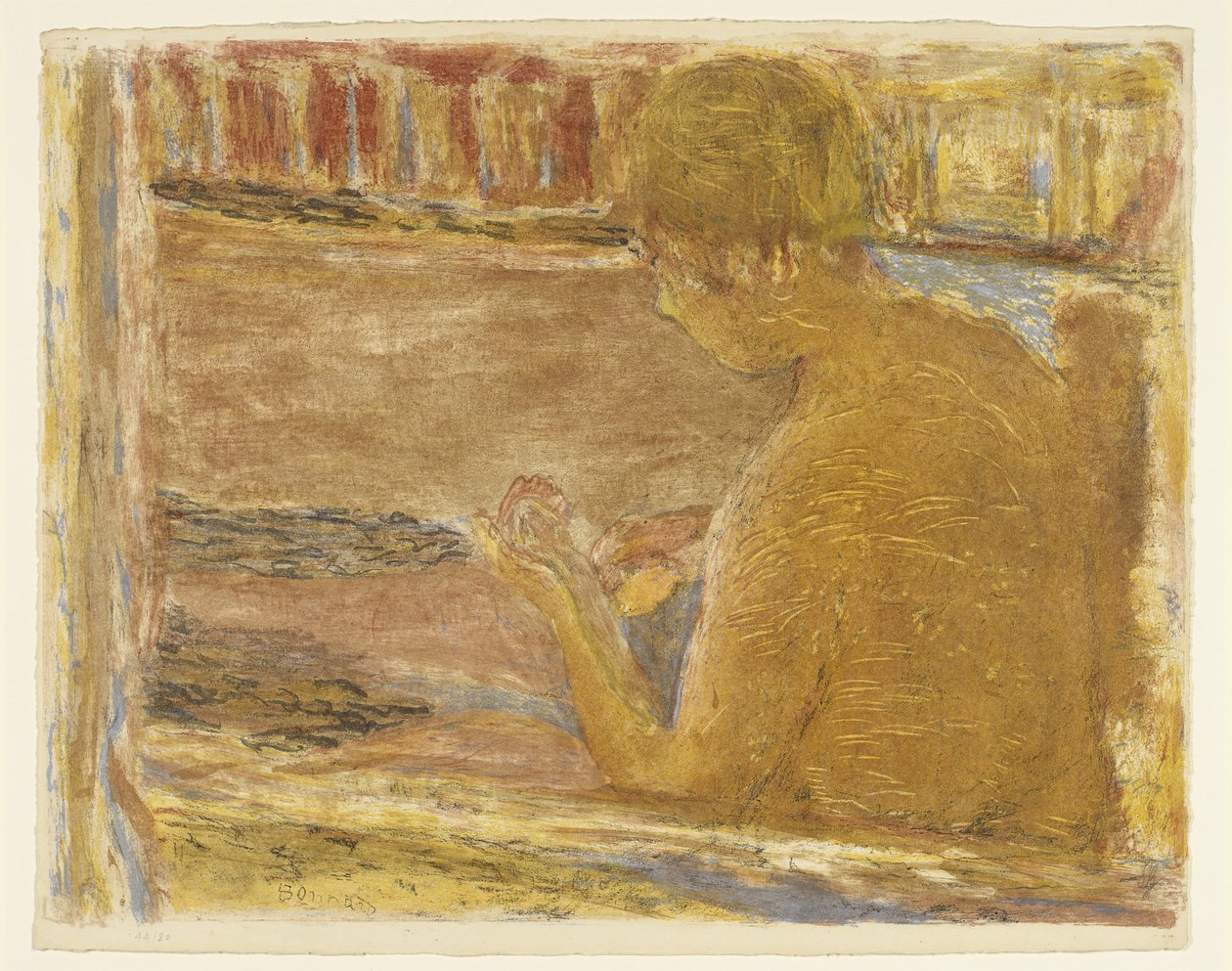 Badande kvinna, utan datum (litografi) av Pierre Bonnard