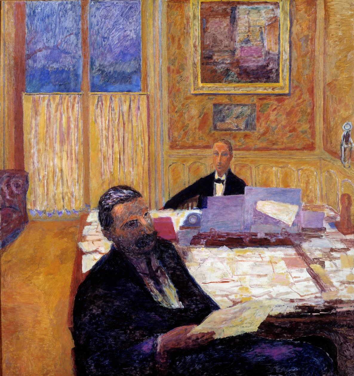 Bröderna Bernheim-Jeune, målarhandlare och förläggare Josse Bernheim Jeune (1870-1941) i förgrunden och Gaston Bernheim-Jeune (1870-1953) - 1920 (olja på duk) av Pierre Bonnard