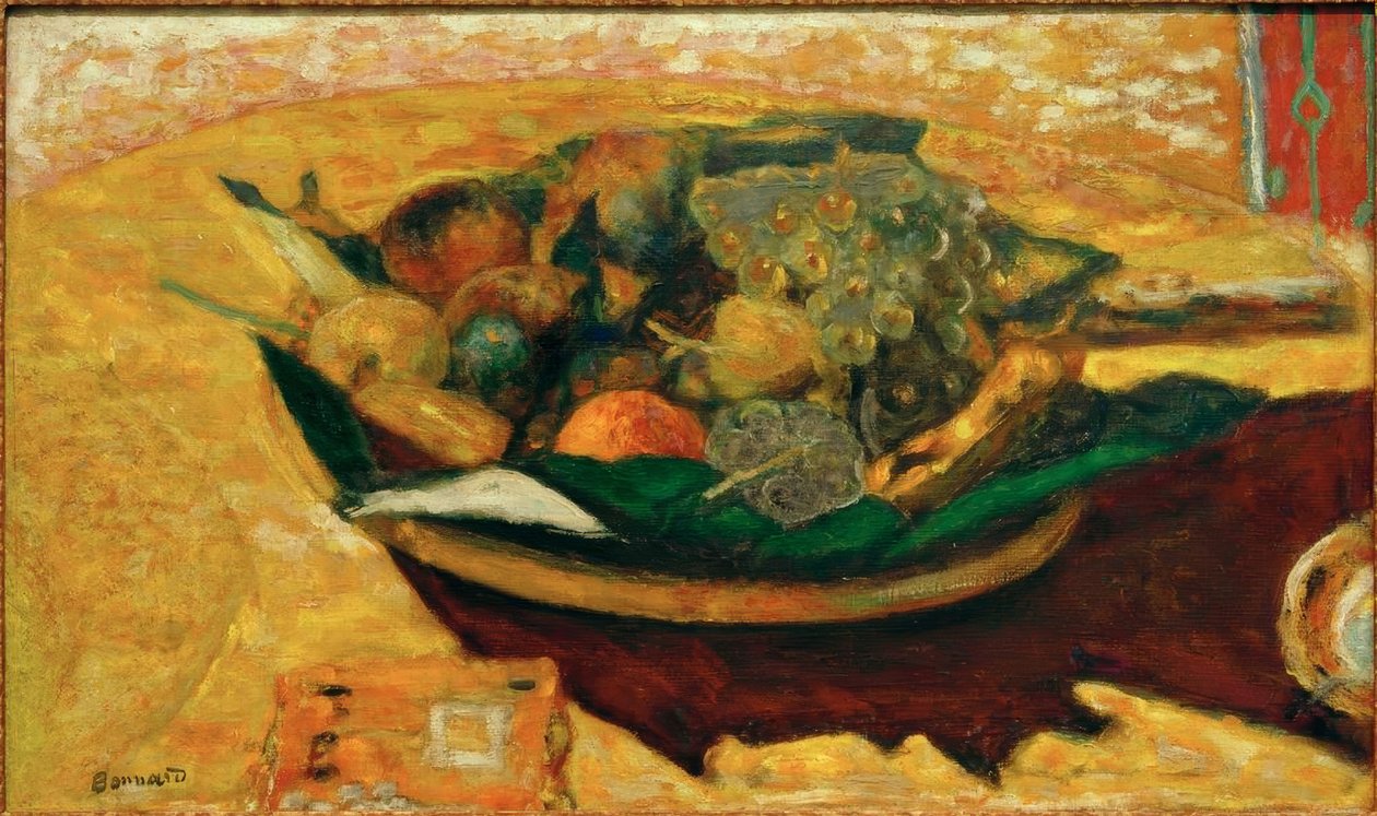 Fruktskål på ett bord av Pierre Bonnard