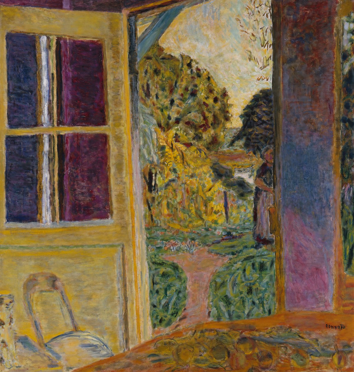 Dörr som öppnar mot trädgården, ca 1924 (olja på duk) av Pierre Bonnard