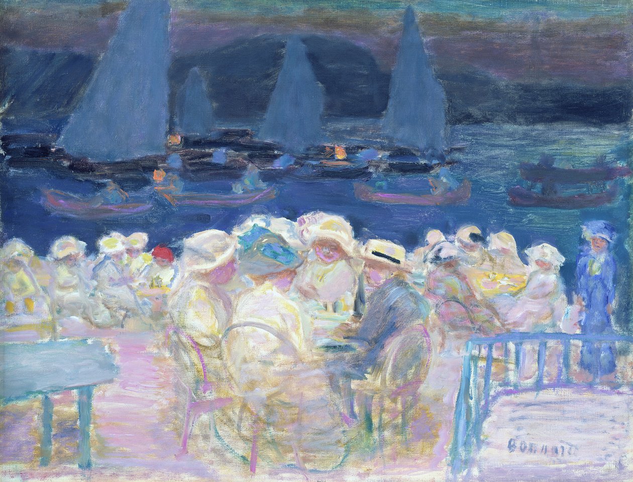 Kväll utanför dörren, 1913 av Pierre Bonnard
