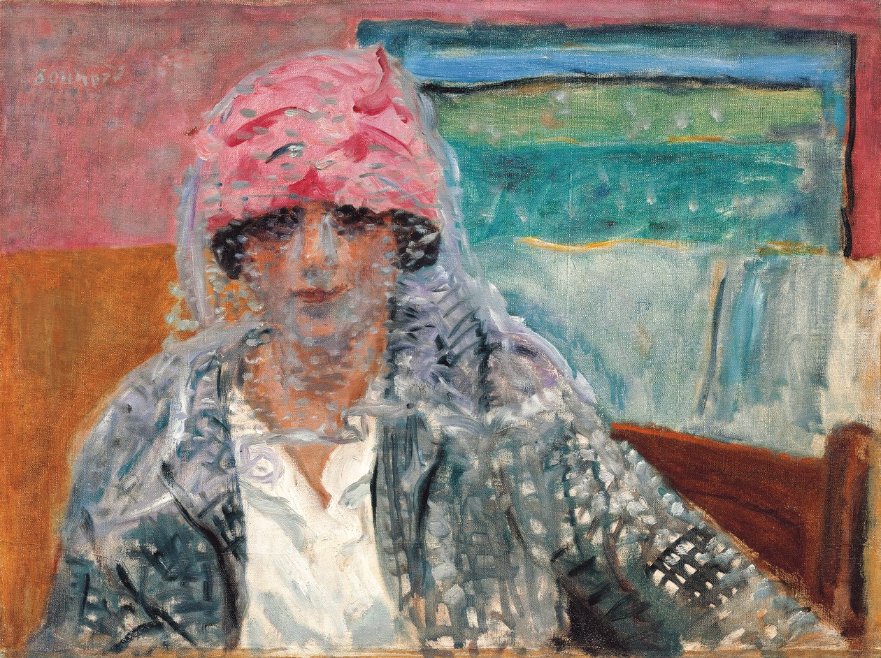 Kvinna med slöja (Mme Lucienne Dupuy de Frenelle), ca 1917 (olja på duk) av Pierre Bonnard