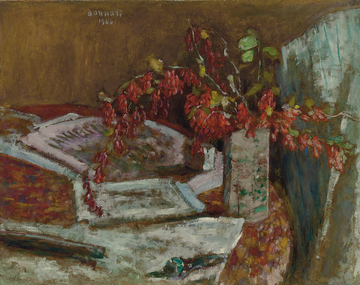 Blombukett på ett bord; Bukett av blommor på ett bord av Pierre Bonnard