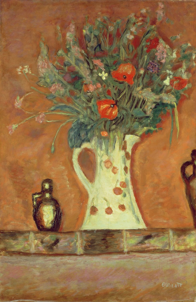 Blommor på en mantel av Pierre Bonnard
