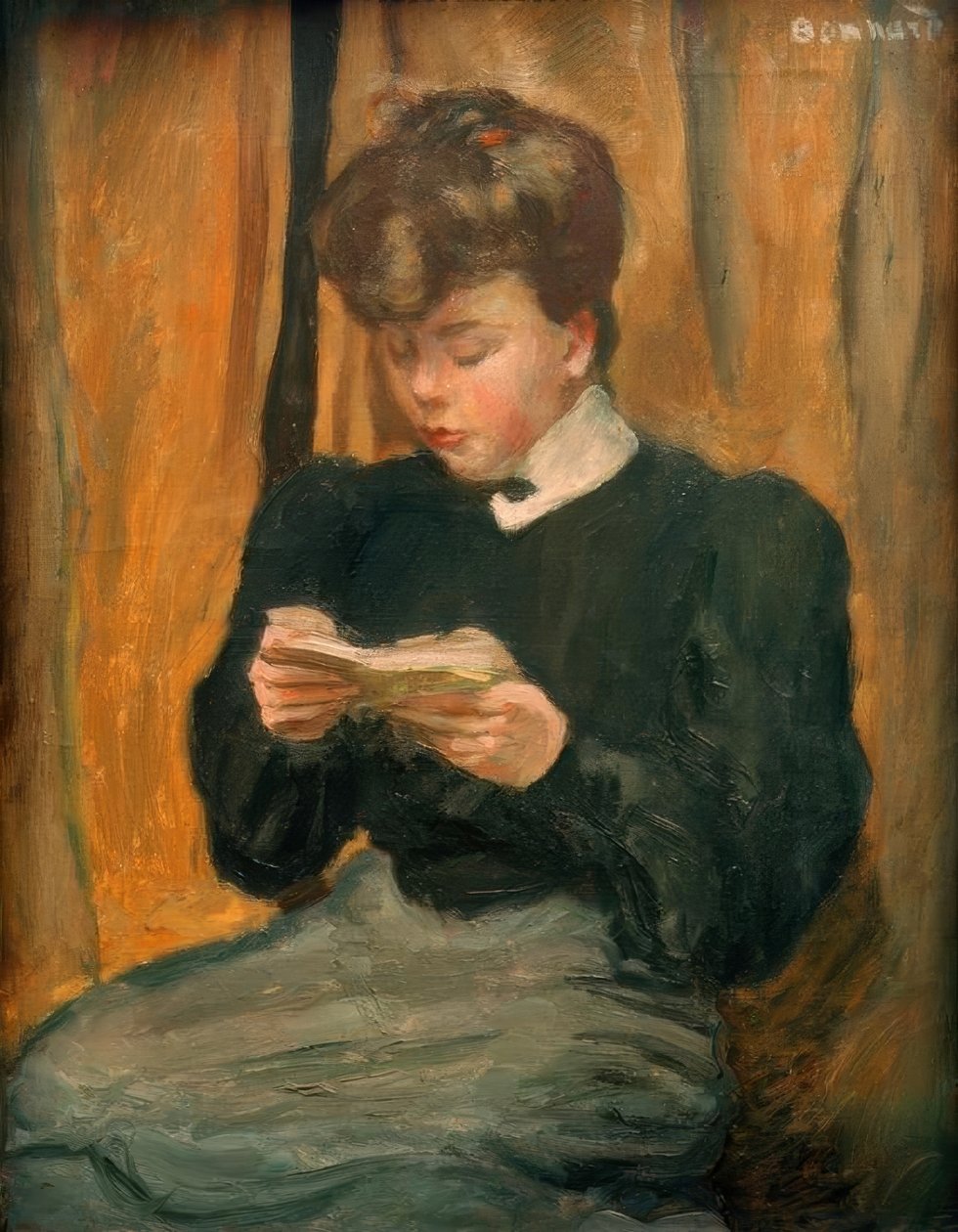 Kvinna som läser en bok av Pierre Bonnard