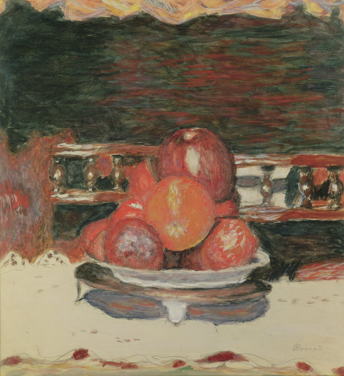 Fruit, Dark Harmony, c.1930 (gouache & wc på papper) av Pierre Bonnard